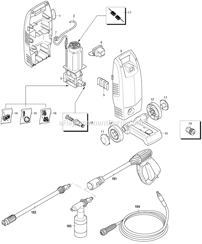 Black and Decker PW1360-AR (Type 1) 1450psi Pressure Washer Power Tool Page A Diagram